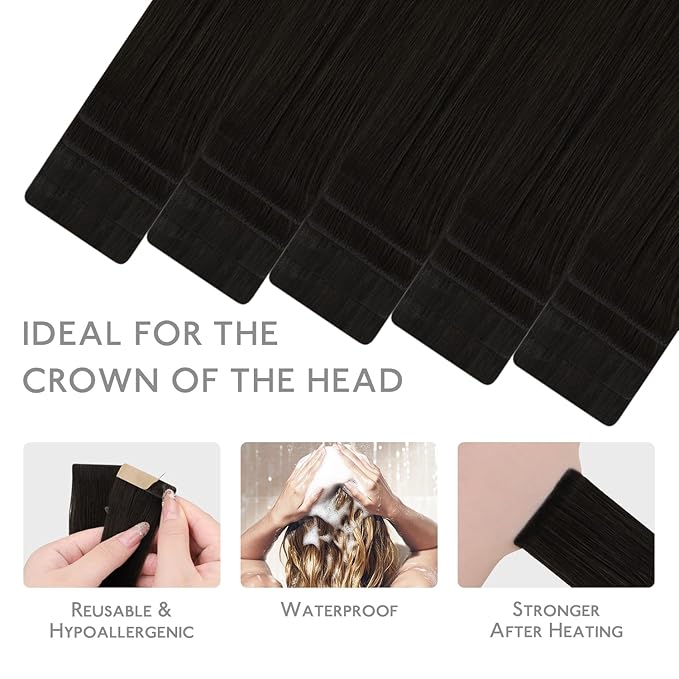 WENNALIFE Invisi Edge & Classic Tape in Hair Extensions Human Hair, 14 Inch 50g 20pcs(10pcs Invisi Edge & 10pcs Classic) Dark Brown Invisible Luxury Remy Hair Natural Seamless Injected Tape Ins