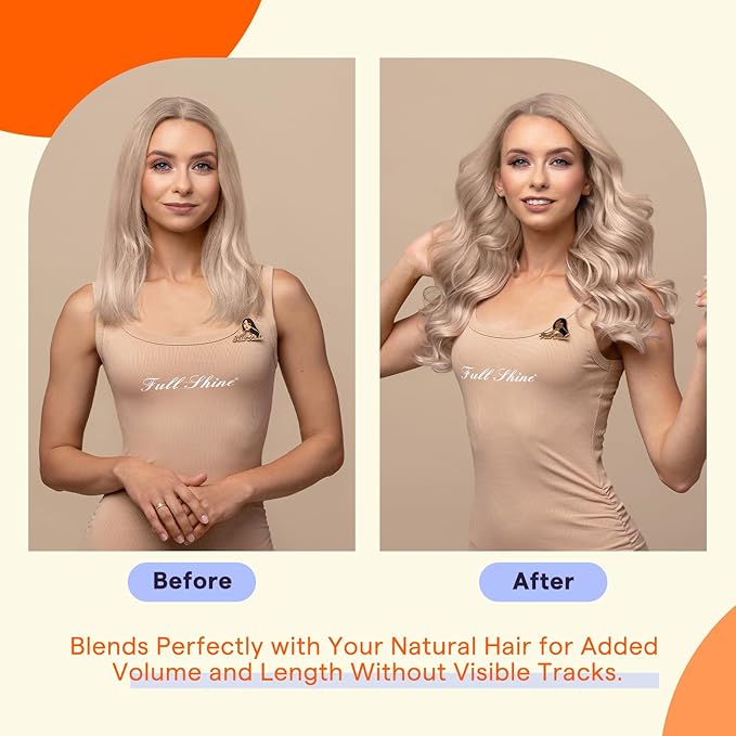 Full Shine Tape in Hair Extensions Human Hair 20 Inch Remy Human Hair Tape Extensions Highlighted Color 18 Ash Blonde and 613 Light Blonde Hair Extensions Tape Ins 20 Pcs 50Gram Adhesive Hair