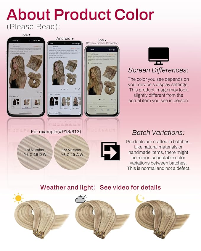 Moresoo Clip in Hair Extensions Remy Double Weft Human Hair Clip in Extensions Straight Hair Extensions for Women Dark Ash Blonde Highlight with Golden Blonde 7pcs 120g 18inch
