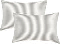 JELLYMONI 100% Natural Cotton Striped Pillowcases Set, 2 Pack White and Grey Vertical Stripes Pattern Printed Pillow Covers with Envelope Closure(Pillows are not Included)-King(20"×36")