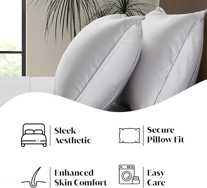 Luxury Bamboo Market | King Envelope Pillowcase Set | 100% Viscose Made from Bamboo | Organically Grown | Ultra Soft | Cooling | 2pcs [Dove Grey]