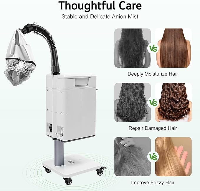Professional Hair Steamer, Nano Hair Steamer Anion Hair Processor, Stand Up Base Salon Spa Equipment, for Home, Hairdressing Salons, Beauty Hospitals
