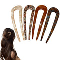 French Hair pins for Women,U-Shaped Hair pins,4Pc Twist Hair Stick Suitable French Pins for Thick Hair(White,Apricot color,Brown,Dark Brown)