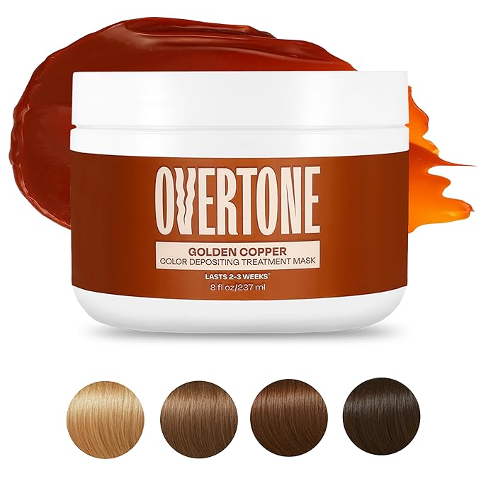 Overtone Semi Permanent Hair Color Conditioner, Golden Copper, 8 oz, Nourishing, Damage-Free, Color Depositing Mask for All Hair Types with Shea Butter & Coconut Oil, Vegan & Cruelty-Free