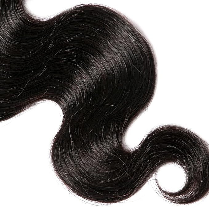 Natural Black Human Hair Bundles Color 1B Body Wave Bundles 1 Bundle 22 Inch Double Weft Real Natural Color Hair Weave Brazilian Grade 8A Virgin Remy Hair Extensions