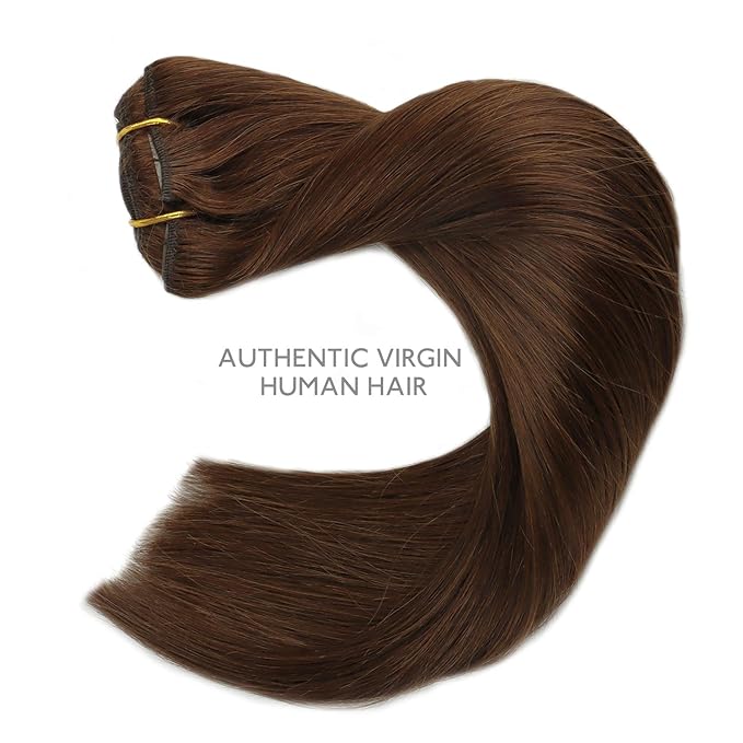WENNALIFE Clip in Hair Extensions, 150g 22 Inch 9pcs Chocolate Brown Human Hair Extensions Thicker Clip in Hair Extensions Real Human Hair Clip Set Double Weft