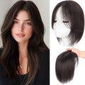 Hair Toppers for Women Real Human Hair, 360°3D Topper for Women with Thinning Crown Wispy Clip in Bangs Breathable Hand Tied Craft Big Coverage Hairpieces(Dark Brown（Big Coverage）, 12 Inch-3D-Side)