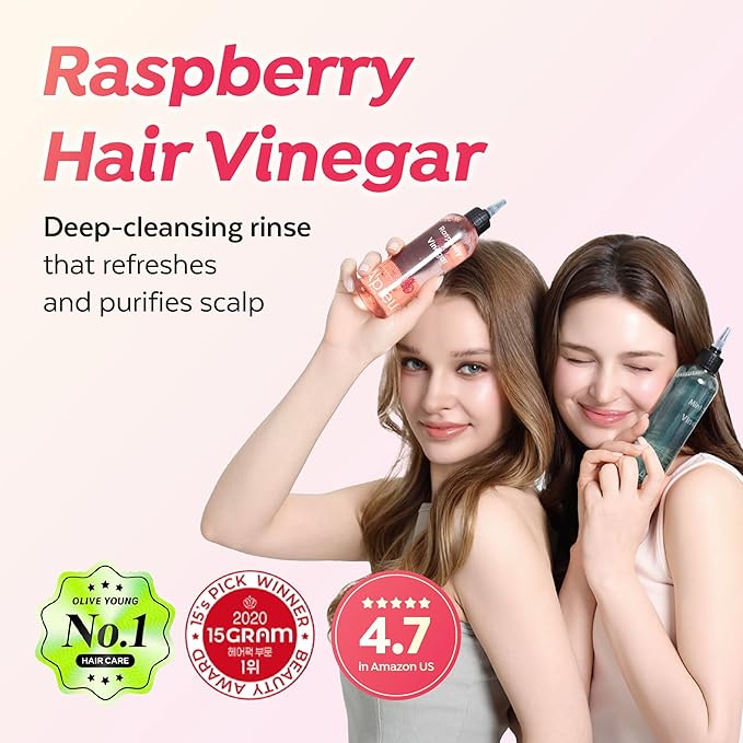 A’PIEU Raspberry Hair Vinegar Rinse - Scalp Clean & Detox for Oily and Itchy Scalp, Buildup & Dandruff Scalp Treatment, pH-Balancing for Fresh and Shiny Hair. Korean Hair Care. 6.76 fl oz