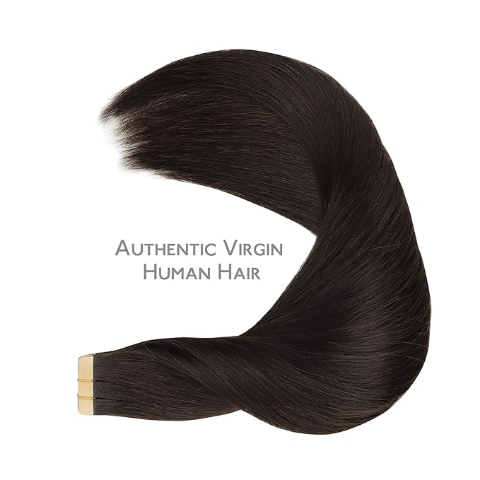 WENNALIFE Tape in Hair Extensions Human Hair, 20pcs 50g 22 inch Dark Brown Remy Hair Extensions for Women Tape Ins Straight Extensiones De Cabello Humano Skin Weft