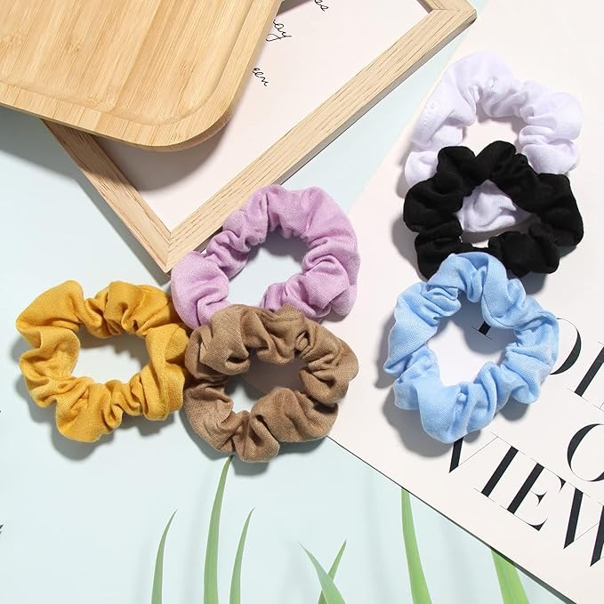 SUSULU Pack of 16pcs Soft Hair Scrunchies Single Jersey Solid Color Ponytail Holders Elastic Hair Ties for Women Accessories