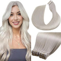 LaaVoo Tape in Hair Extensions Human Hair Blonde Hair Extensions Tape in Real Human Hair 22 Inch Platinum Blonde Human Hair 40pcs/100gram