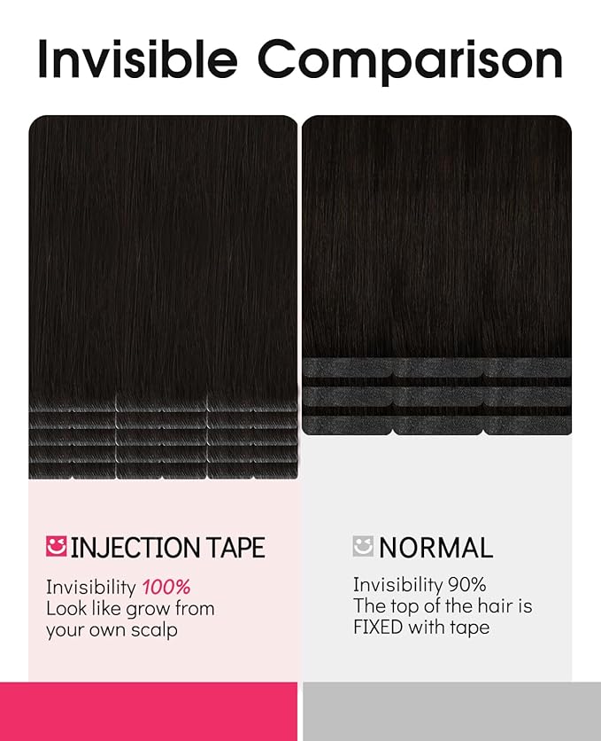 Youngsmile Injection Tape in Hair Extensions Human Hair, #2 Dark Brown Invisi Edge Tape ins, 20pcs 35g, 16 Inch Injected Tape in Extensions Straight Human Hair Remy Seamless Tape ins (#2,16'')