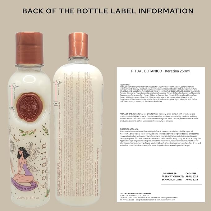 Ritual Botánico Keratina Orgánica | Treatment to Straighten, Repair and Relax Hair | All Natural, Organic & Vegan Ingredients | Product of Colombia| Keratin Medium, 250ml/8.45 Fl Oz)