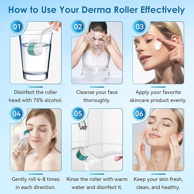 Derma Roller for Face, Beard & Scalp – 0.3 mm 540 Titanium Microneedle Roller for Men & Women – At-Home Skin & Beard Care Tool with Storage Case(0.3 mm)