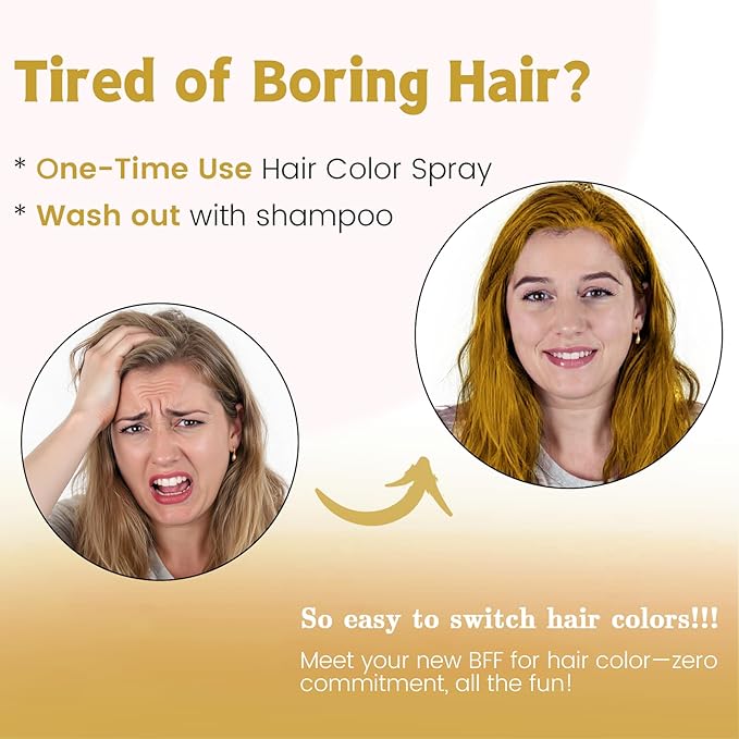 VOLLUCK Temporary Hair Color Spray, Instant Washable Hair Dye for All Hair Types, Vibrant Color for Party, Halloween, Cosplay, and Daily Use (#1 Blonde)