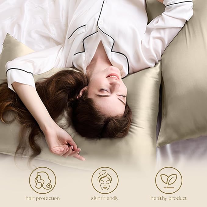 ZIMASILK 100% Pure Mulberry Silk Pillow Cases for Hair and Skin, Soft, Hypoallergenic & Smooth, Both Sides Grade 6A Silk, with Hidden Zipper, Gift for Women Men, 1pc (Queen 20''x30'', Taupe)