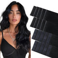 GOO GOO Invisi Edge Tape in Hair Extensions Human Hair, 1 Jet black 10pcs injected with 10pcs classical tape ins, 12inch 40g, Virgin Remy Hair, Natural Look