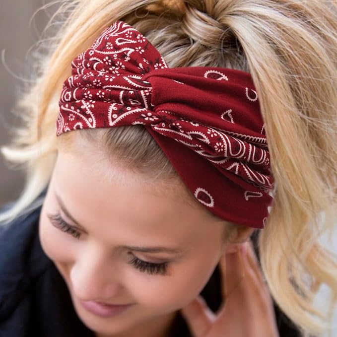 Extra Wide Headbands for Women Large Turban Headband Non Slip Boho Elastic Hairband Hair Twisted Knot Head Bands Accessories