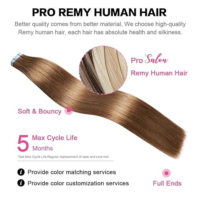SUYYA Tape in Hair Extensions Chestnut Brown 100% Real Human Hair 12inches 20pcs 40g/pack Straight Seamless Skin Weft Tape Hair Extensions(12 inches #6 Medium Brown)