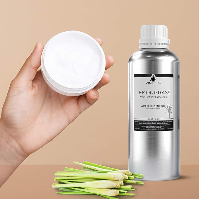 VINEVIDA Lemongrass Essential Oil - 32 oz - Undiluted - DIY Candle Scents - Bulk for Soap Making & Skin Safe
