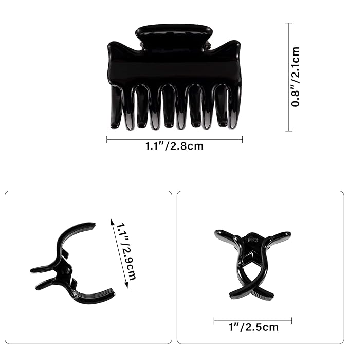 YOHAMA 12 pcs Small Hair Claw Clips 1 inch Durable Mini Jaw Clip Claw for Kids and Adult Multifunction Non-slip Hair Clips Black and Brown Colors Fixed Bangs Decoration Hairstyle.