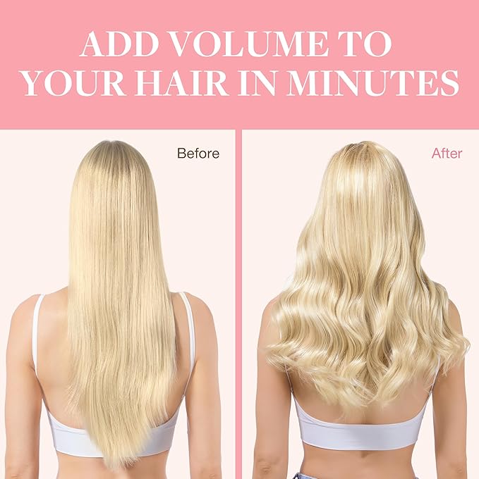GOO GOO Clip in Hair Extensions Real Human Hair, Remy Human Hair Extensions Clip ins for Women, Natural Human Hair, 16inch 120g 7Pcs, 613R Bleach Blonde