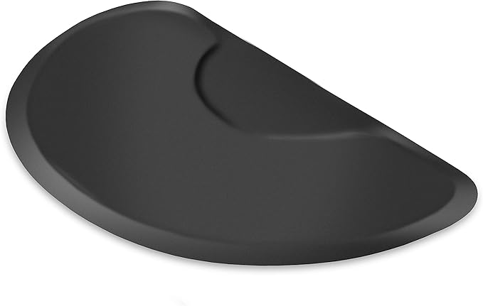 Saloniture 3 ft. x 4 ft. Salon & Barber Shop Chair Anti-Fatigue Mat - Black Semi Circle - 1 in. Thick