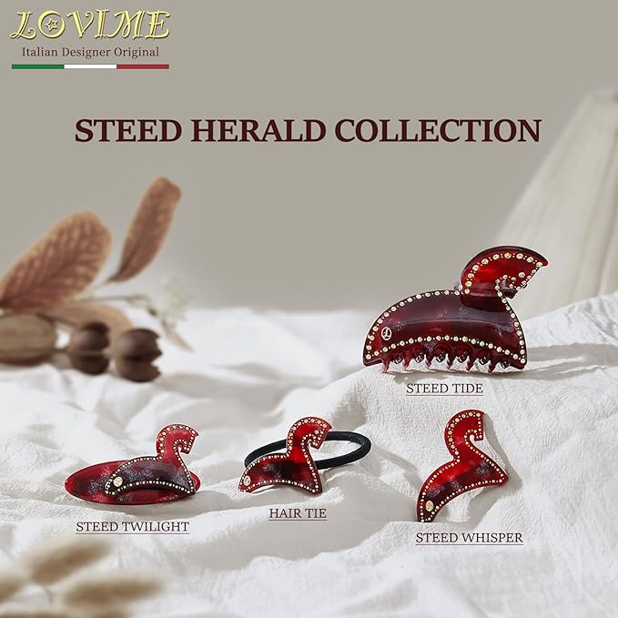 2026 Original Italian Designed Christmas Hair Tie for Women, Plant-Based Acetate Ponytail Holders for Girls, Handmade Christmas Hair Elastic Band With Gift Box-Steed Whisper