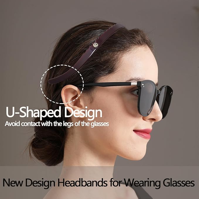 Wine Red Headbands for Eyewear Flex No Pressure Hairband Fashion Acetate Headbands for Womens Sisters Girls Gifts