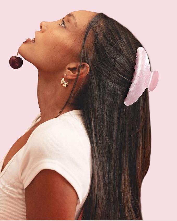 HAIMEIKANG Large Acetate 4 Inch Hair Claw Clip for Women - French Style Hair Claws for Thick Hair with Non-Slip Teeth, Hair Accessories for Updos, Buns & Ponytails