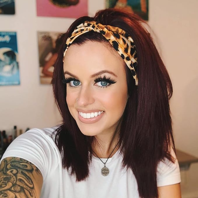 DRESHOW 8 Pack Headbands for Women Girls Vintage Leopard Headband Knotted Headwraps Criss Cross Hair Bands Accessories