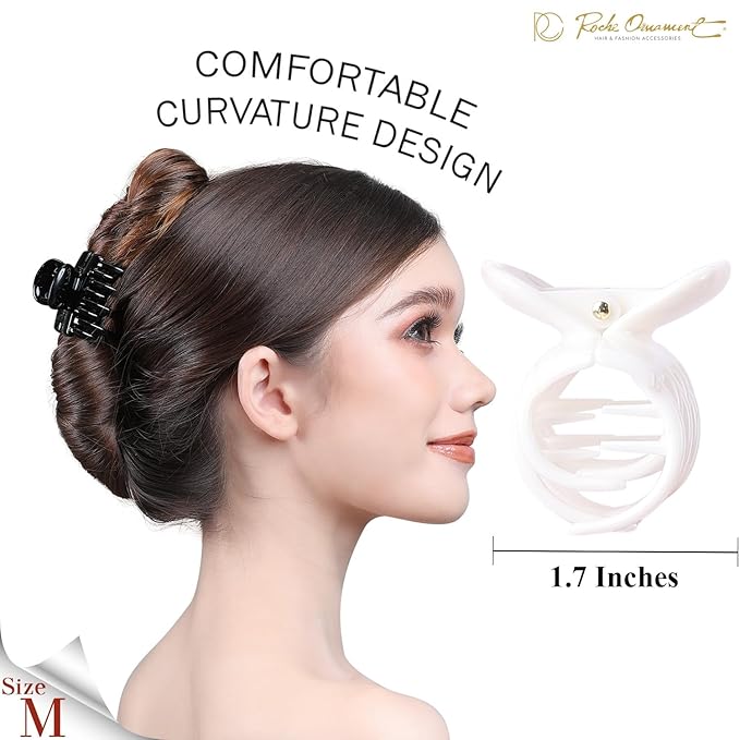 RC ROCHE 6 Pcs Double Claw Hair Clip Tooth Claw Clip Grip Tooth Jaw Clamps Thin Fine Hair Strong Hold No Slip Undo Clutchers for Women, Small Black & White