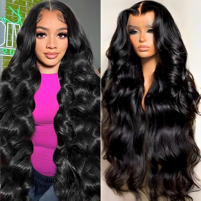 30 Inch 13x6 Lace Front Wigs Human Hair 200% Density Body Wave HD Lace Front Wigs Human Hair Pre Plucked Natural Color Glueless Wig 100% Virgin Human Hair Lace Front Wigs for Women