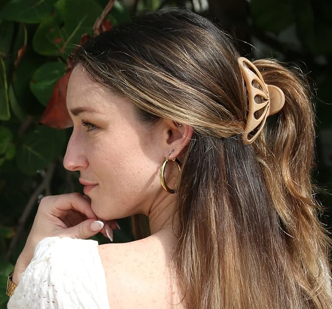 Camila Paris CP3054 French Hair Clip for Women with Thick, Long and Curly Wavy hair, Beige, No Slip Girls Fashion Styling Hair Accessory, Strong Hold, Made in France