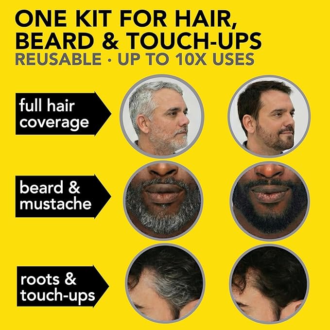 2X Pack Cleverman Hair & Beard Dye Kit for Men, All-in-One Reusable Mens Hair Color, Natural Gray Coverage, Ammonia-Free Beard Mustache Dye for Men (Medium Blond)