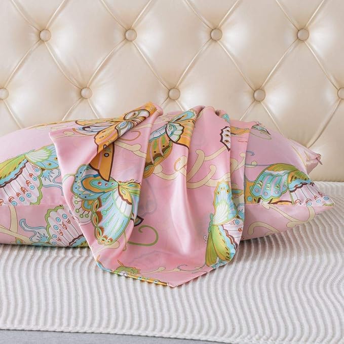 SLPBABY Silk Pillowcase for Hair and Skin with Hidden Zipper Print (King, Pattern32)