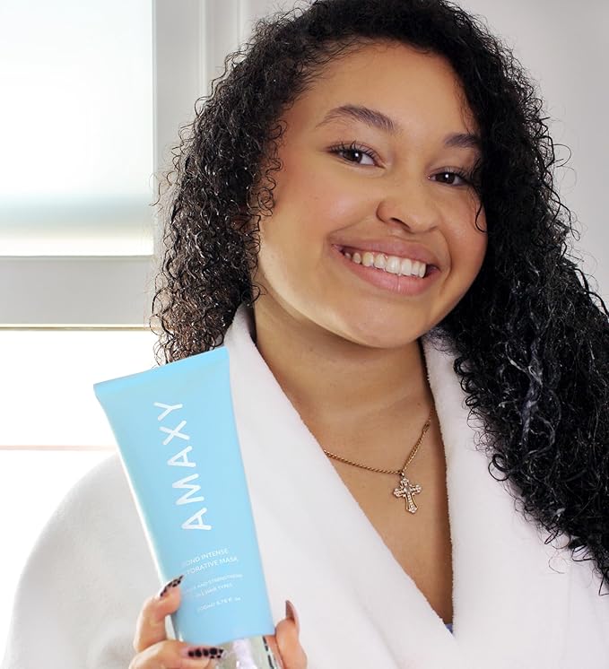 AMAXY Bond Intense Restorative Hair Mask – Deep Conditioning Treatment for Dry, Damaged Hair – Keratin-Enriched Formula for Frizz Control & Split End Repair – Sulfate-Free – 6.76 fl oz