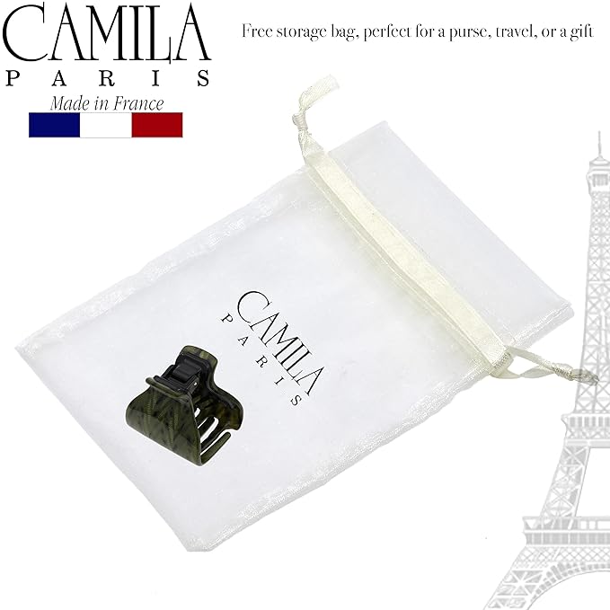 Camila Paris CP3264 French Hair Clip for Women for Long Curly Wavy Hair, Green, Girls Hair Claw Clips Jaw Fashion Styling Hair Accessories for Women, Strong Hold No Slip Grip, Made in France