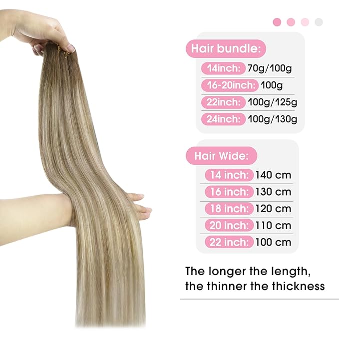 YoungSee 125G Human Hair Sew in Extensions Light Brown Mix Platinum Blonde Weft Hair Extensions Balayage Sew in Hair Extensions Real Human Hair for Thin Fine Hair 22Inch