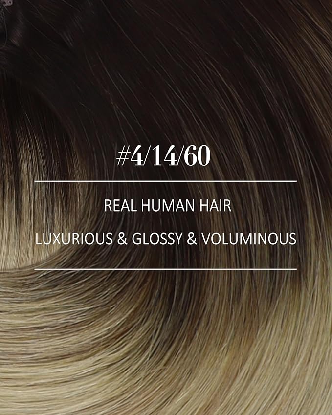 YoungSee 150G Ombre Blonde Hair Extensions Clip ins Brown to Blonde Human Hair Clip ins Extensions Dyable Remy Hair Clip in Hair Extensions Medium Brown Roots to Golden Mix Platinum Blond 20Inch 7Pcs