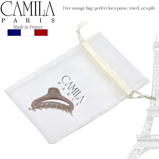 Camila Paris CP3222 French Hair Clip for Women, Small Narrow, Open, Girls Hair Claw Clips Jaw Fashion Durable and Styling Hair Accessories for Women, Strong Hold No Slip Grip, Made in France