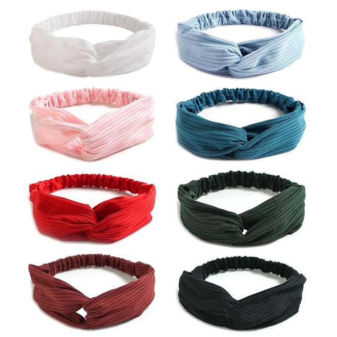 Elastic Knotted Headbands for Women Cloth Head Hair Bands for Women's Hair Non Slip Boho Wrap Twisted Hair Accessories