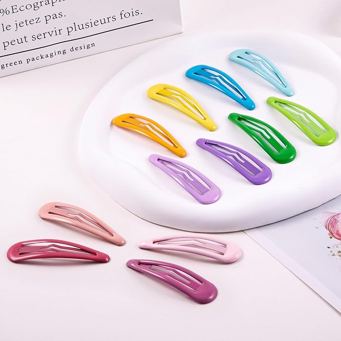 24 PCS 2.36 In Metal Snap Hair Barrettes For Women Water Drop Shape Hair Clips For Thick Thin Fine Hair,Bright Multiple Colors
