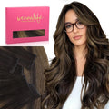 WENNALIFE Invisi Edge Tape in Hair Extensions Human Hair, 22 Inch 30g 10pcs Balayage Dark Brown Mixed Chestnut Brown Invisible Luxury Remy Hair Extensions Seamless Injected Straight Extensiones