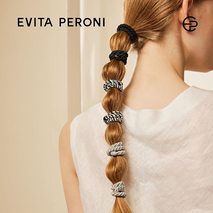 EVITA PERONI Hair Ties 12 Pcs Set, High Elastic Ponytail Holders, Hair Ties No Damage, Elastic Ties for Thick Hair Women Men, Gifts for Mother Sister Girlfriend (Carbon Ash)