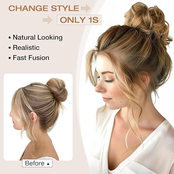 Messy Bun Hair Piece Wavy Curly Scrunchies Fluffy Donut Thick Updo Elegant Chignon Hairpieces for Women Girls, Dark Auburn 1.4oz