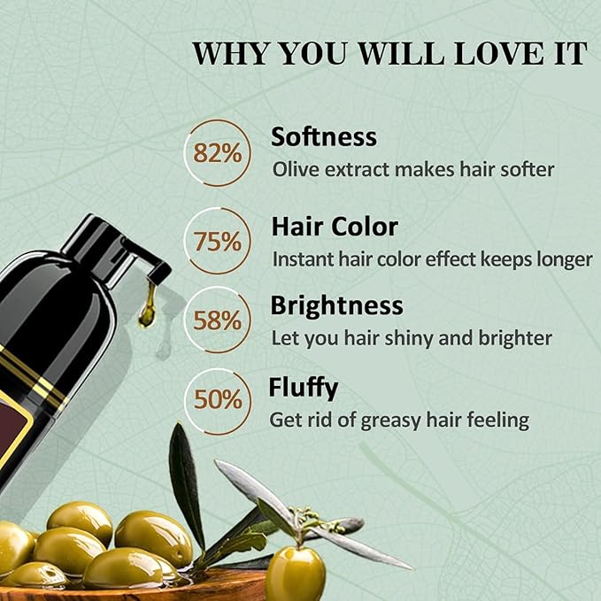 Cherry Brown Hair Dye Shampoo 3 in 1,Hair Color Shampoo Works in Minutes,Brown Hair Shampoo & Shampoo Para Pintar el Cabello
