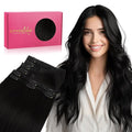 WENNALIFE Invisi Edge Clip in Hair Extensions Real Human Hair, 20 Inch 150g 7pcs Jet Black Seamless Clip in Extensions Remy Hair Clip Ins Invisible PU Skin Weft Straight Extensiones De Cabello Hmano