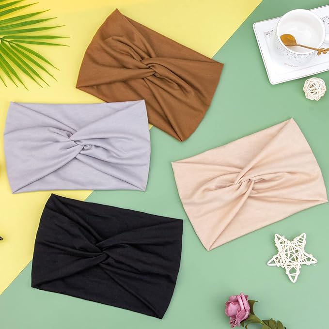 Extra Wide Headbands for Women Large Turban Headband Non Slip Boho Elastic Hairband Hair Twisted Knot Head Bands Accessories
