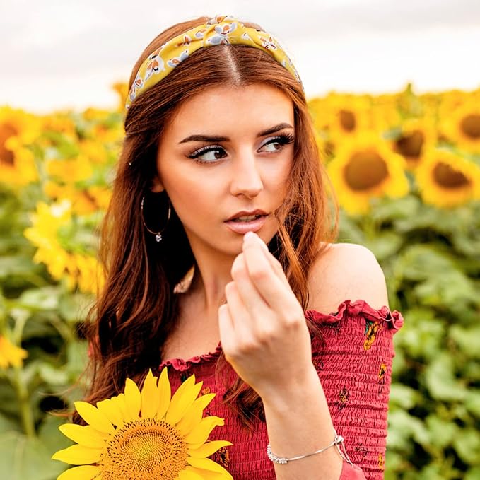 VELSCRUN 12 Pack Flower Headbands for Women, Multiple Colors, One Size Fits All Fabric, Wide Application, Ideal Gift
